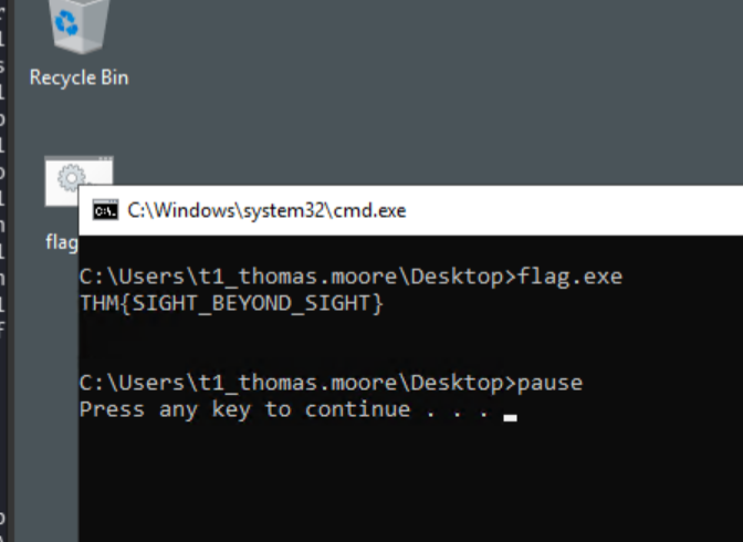 .bat file executed on THMIIS desktop